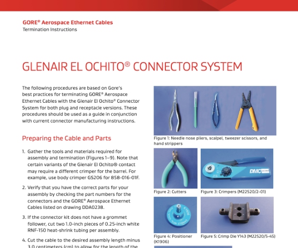 GORE? Aerospace Ethernet Cables - Termination Instructions - Glenair? El Ochito? Connector System Document Thumbnail