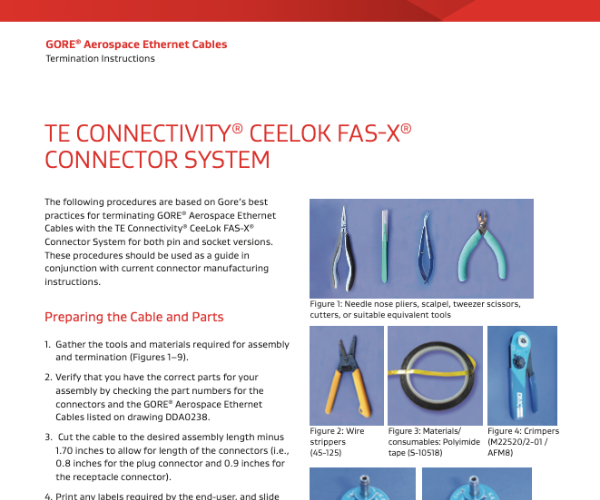 GORE? Aerospace Ethernet Cables - Termination Instructions - TE Connectivity? CeeLok FAS-X? Connector System Document Thumbnail