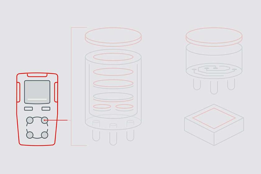 Infographic highlights the exterior of an EC gas sensor device to showcase the protective function of GORE? Protective Vents.